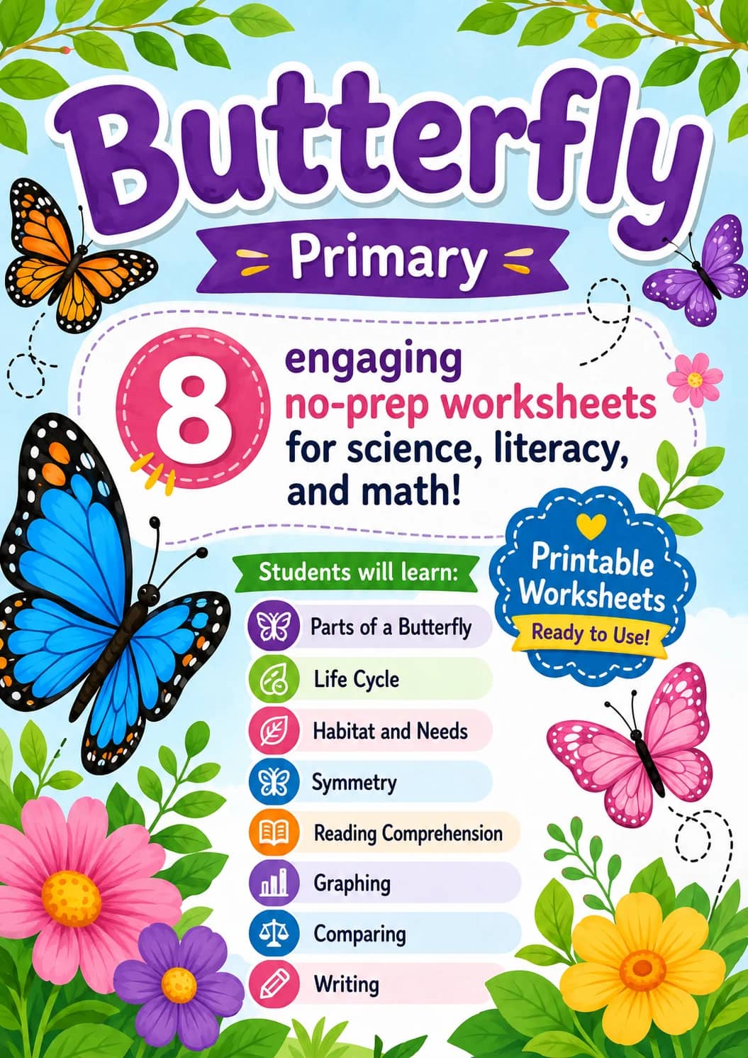 Butterfly Worksheet Pack printable cover
