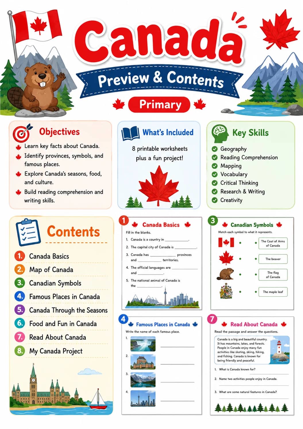 Canada Worksheet Pack printable cover