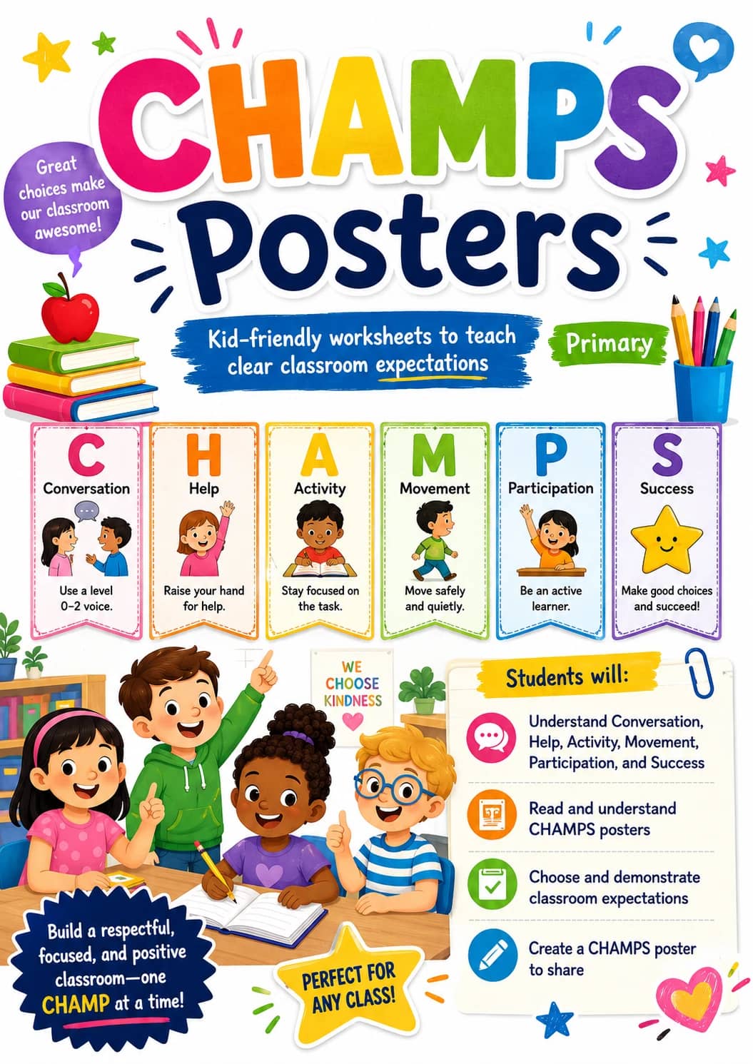 CHAMPS Posters Worksheet Pack printable cover