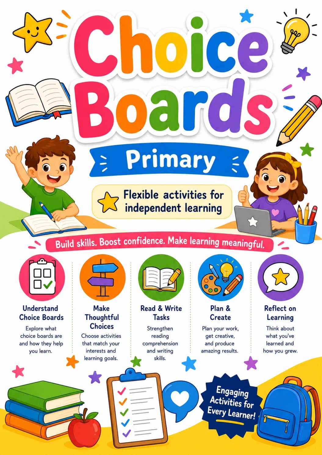 Choice Boards Worksheet Pack printable cover