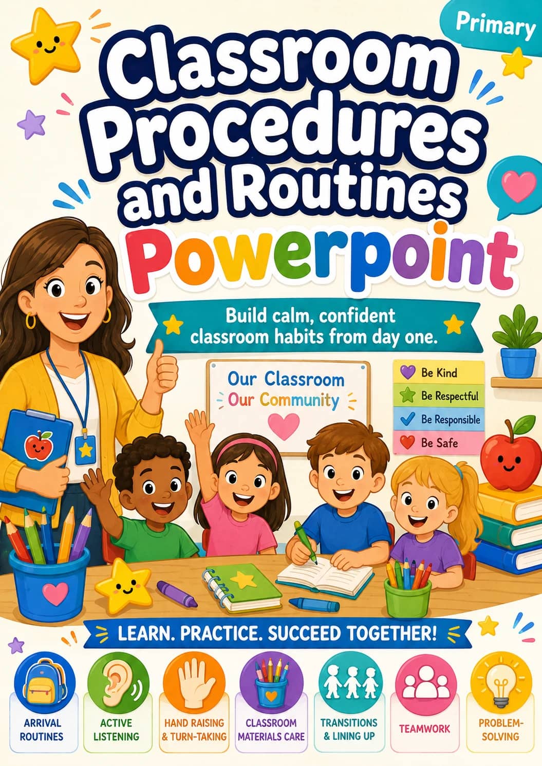 Classroom Procedures and Routines Powerpoint Worksheet Pack printable cover
