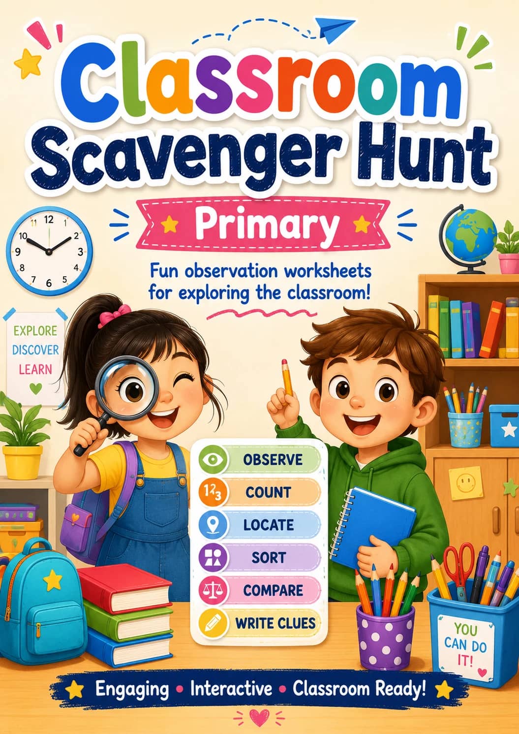 Classroom Scavenger Hunt Worksheet Pack printable cover