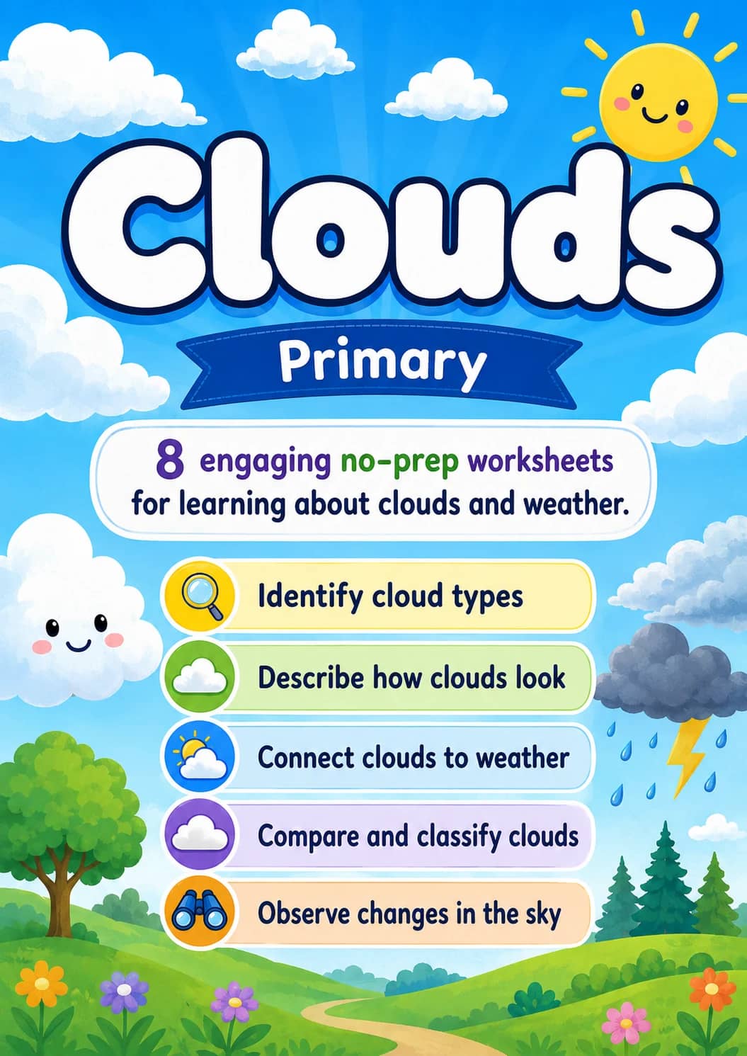 Clouds Worksheet Pack printable cover