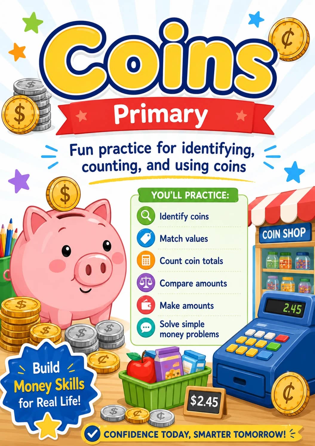 Coins Worksheet Pack printable cover