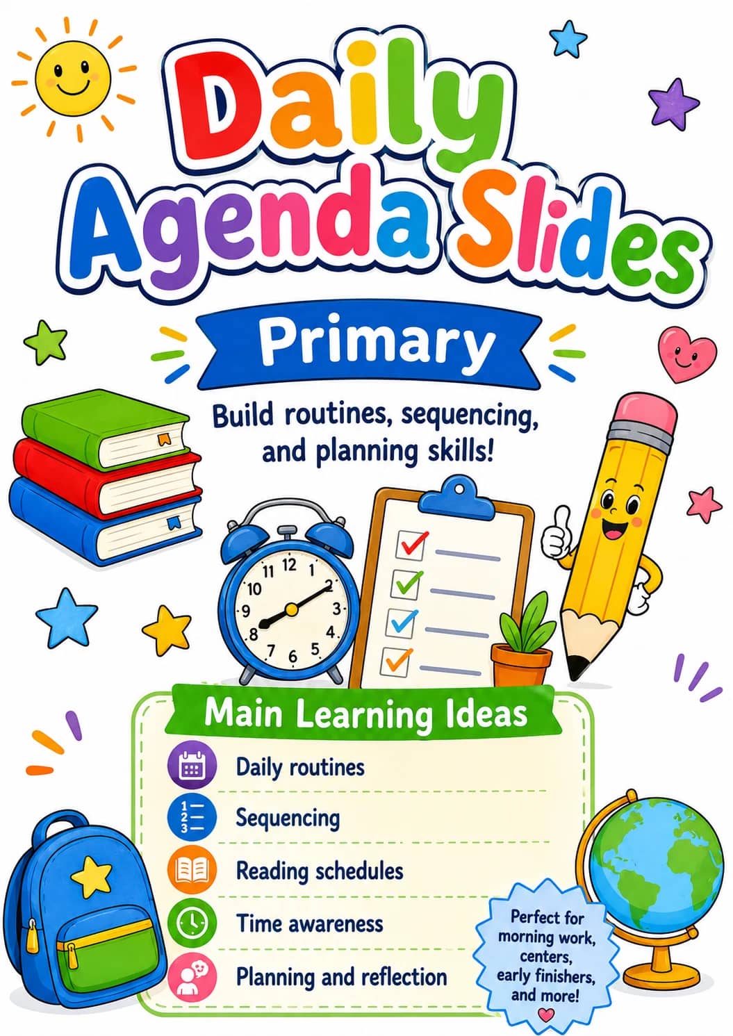 Daily Agenda Slides Worksheet Pack printable cover