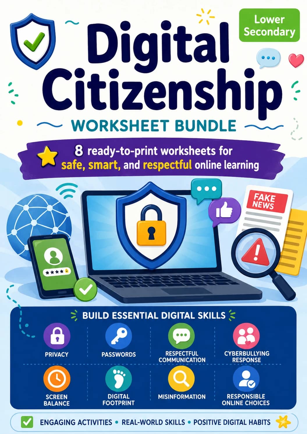 Digital Citizenship Worksheet Pack printable cover