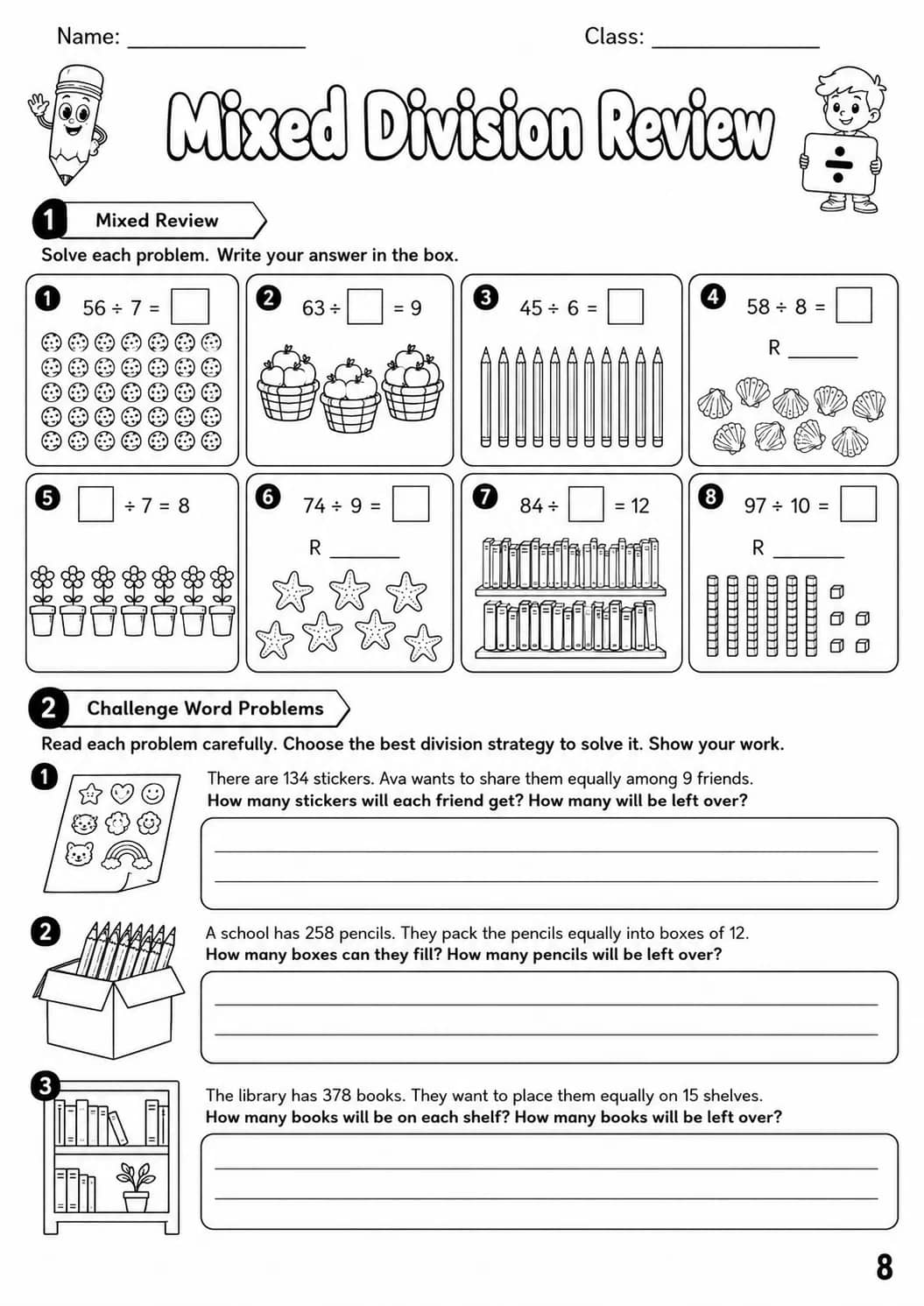 Division Worksheets Worksheet Pack printable cover
