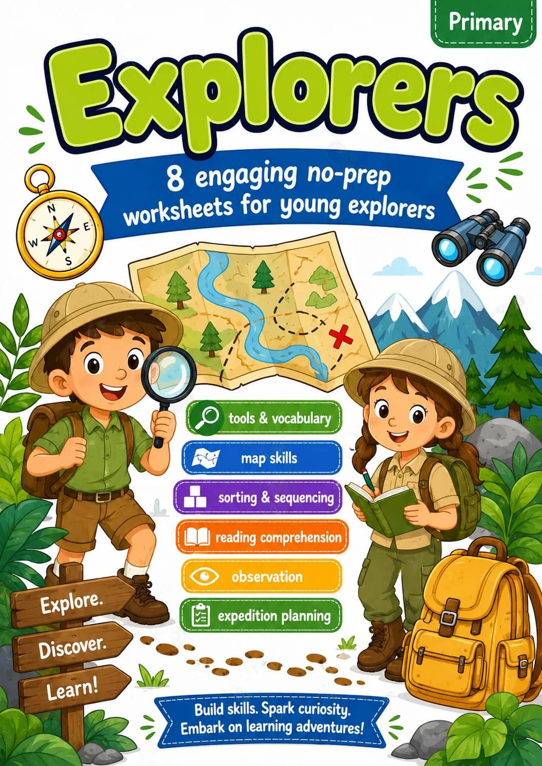 Explorers Worksheet Pack printable cover