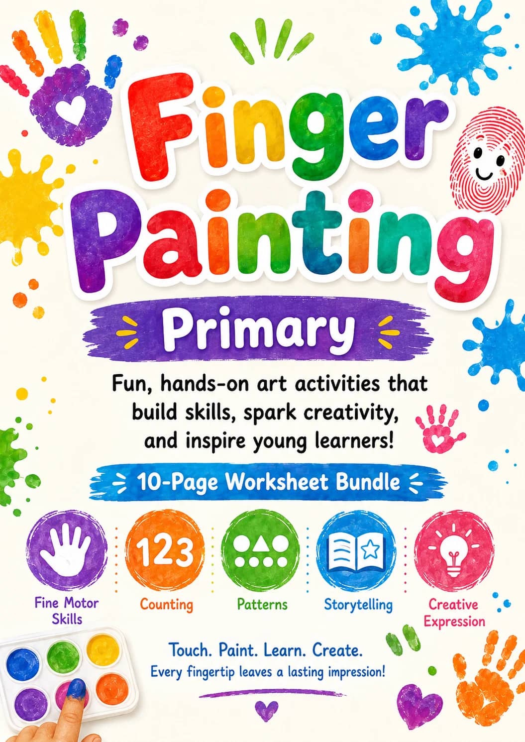 Finger Painting Worksheet Pack printable cover