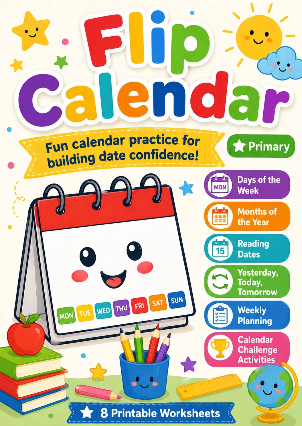 Flip Calendar Worksheet Pack printable cover