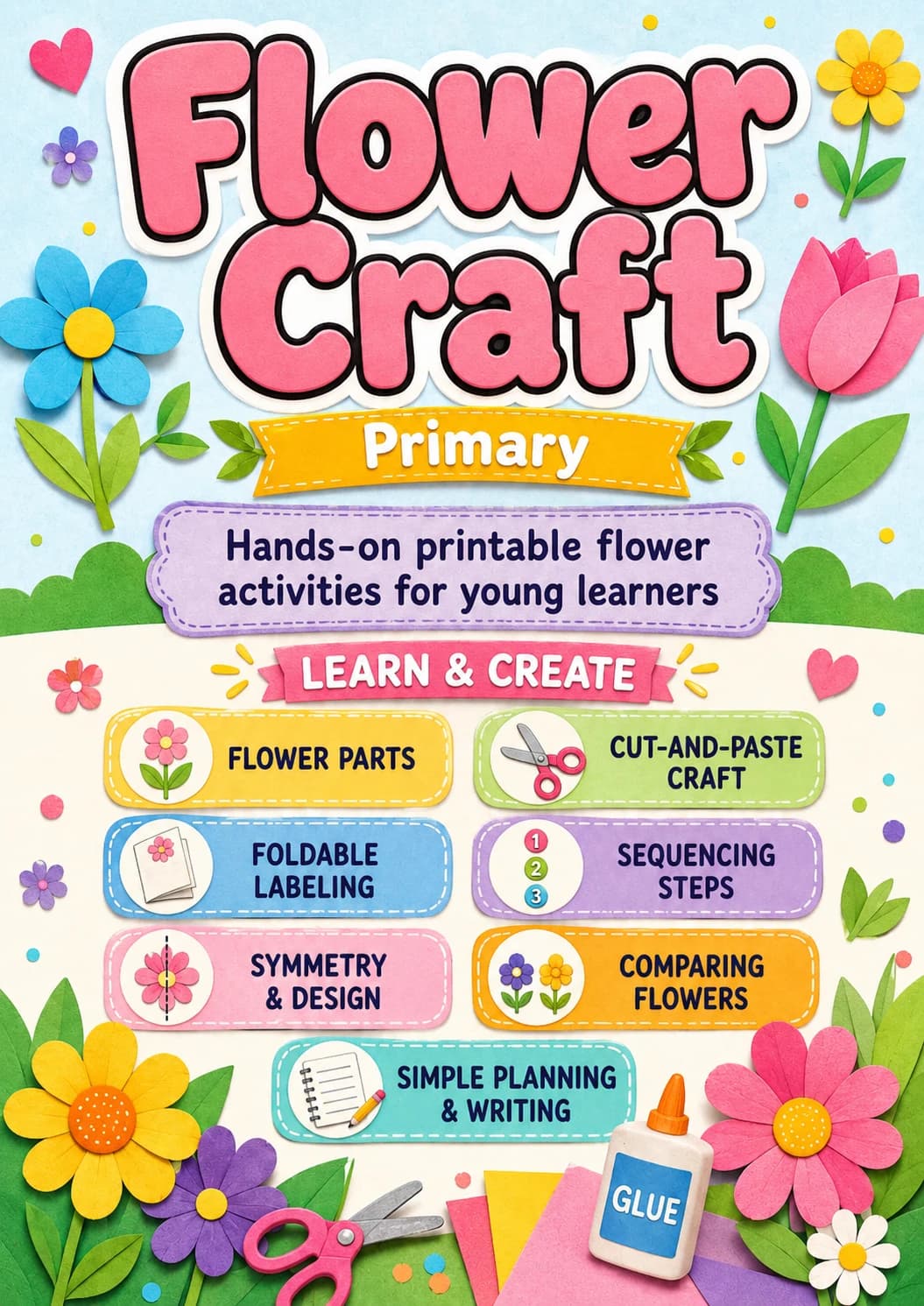 Flower Craft Worksheet Pack printable cover