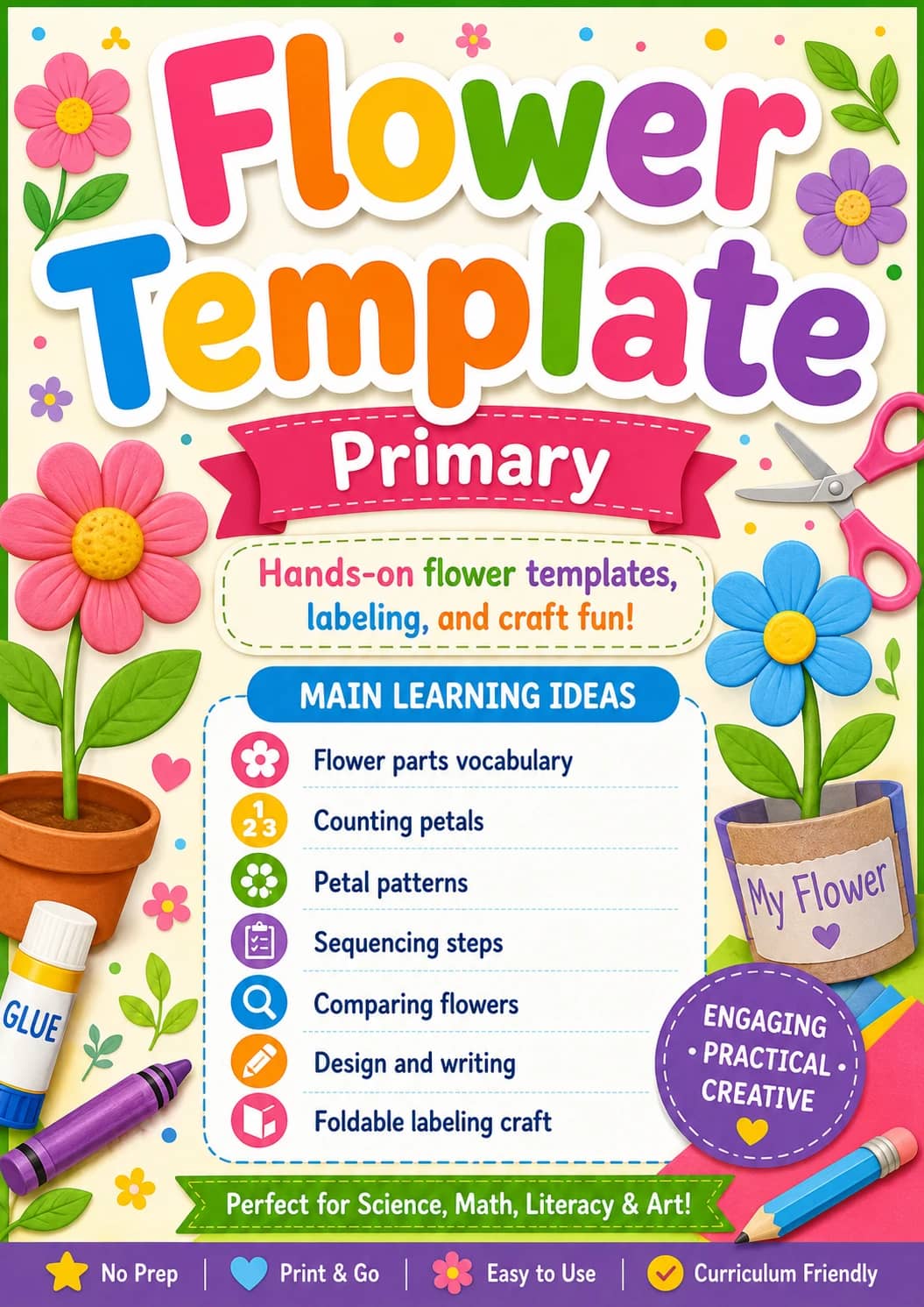 Flower Template Worksheet Pack printable cover