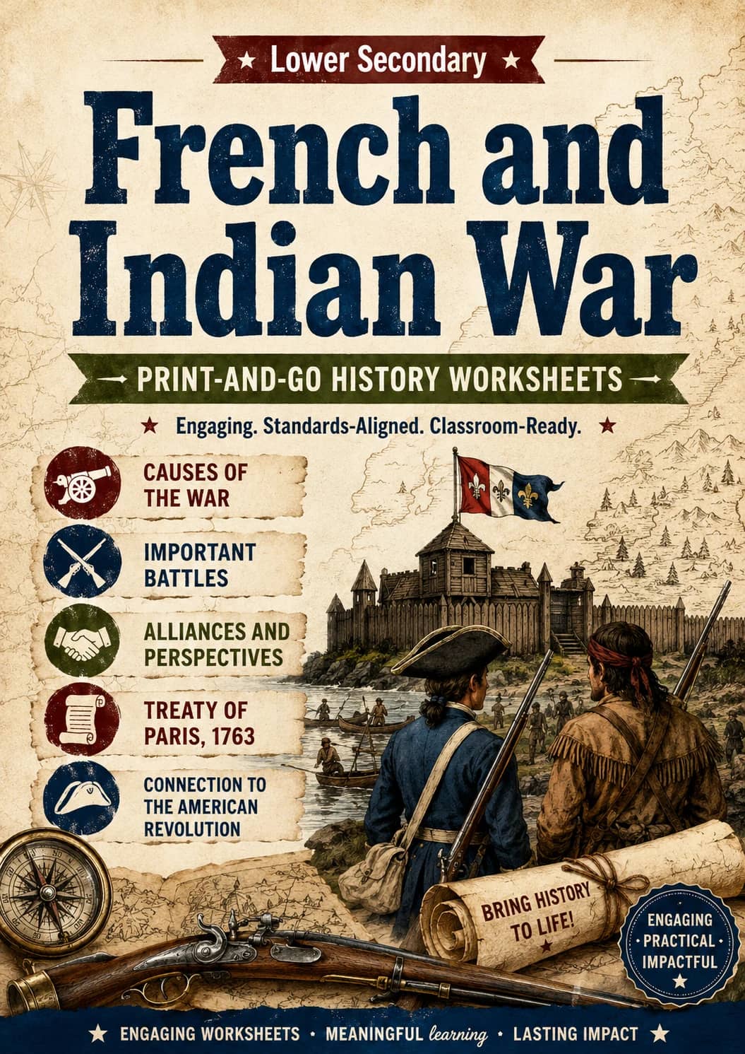 French and Indian War Worksheet Pack printable cover
