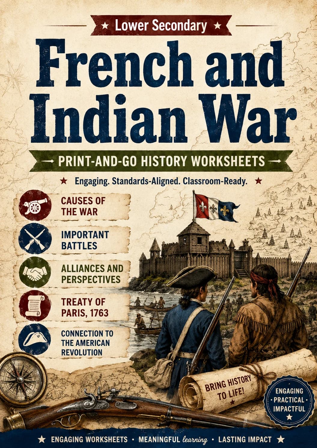 French and Indian War Worksheet Pack printable cover
