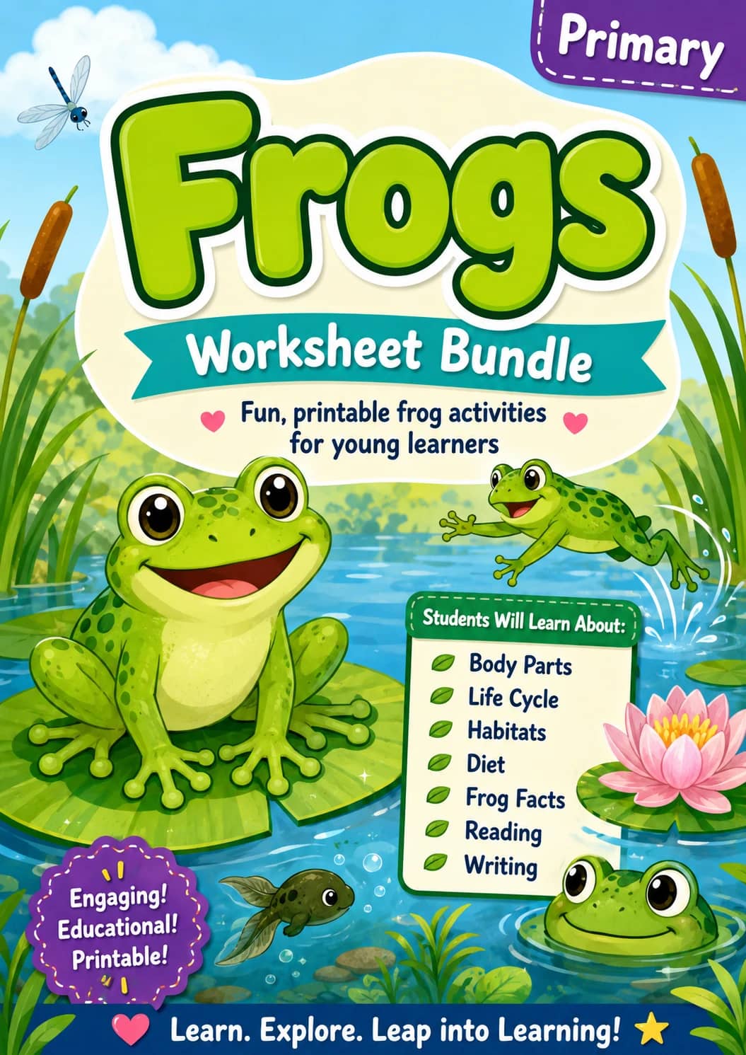 Frogs Worksheet Pack printable cover