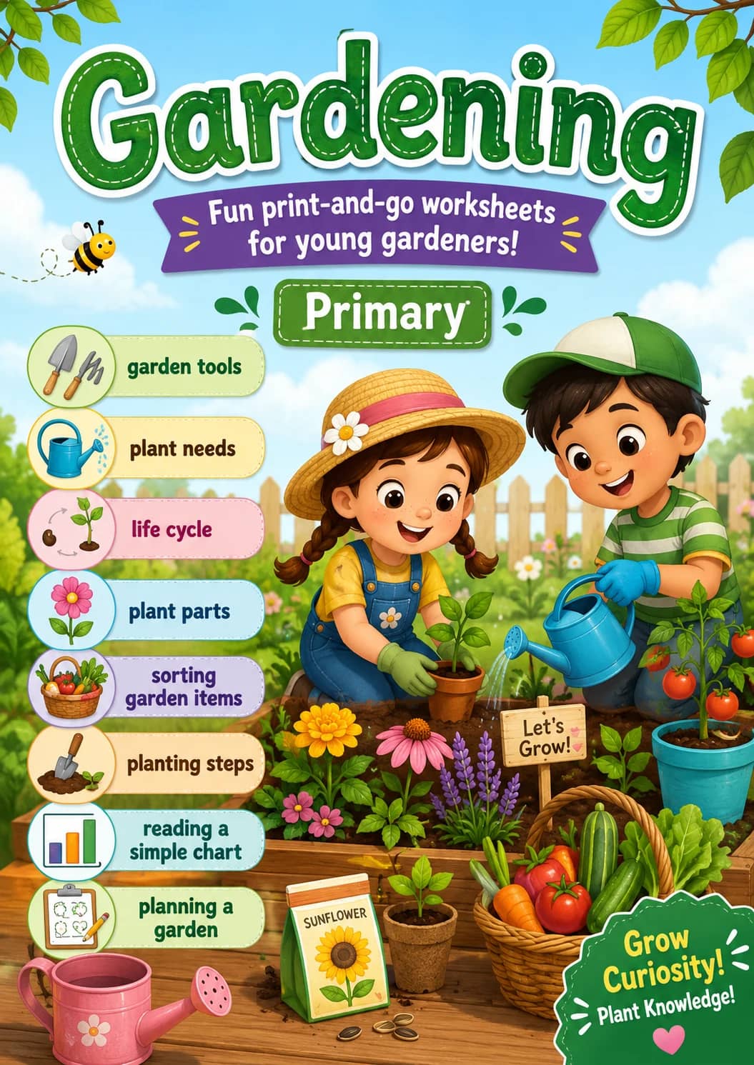 Gardening Worksheet Pack printable cover