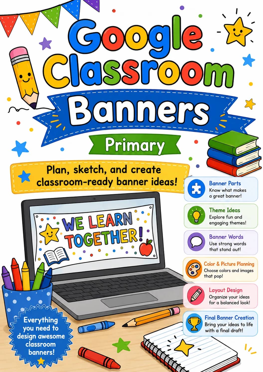 Google Classroom Banners Worksheet Pack printable cover
