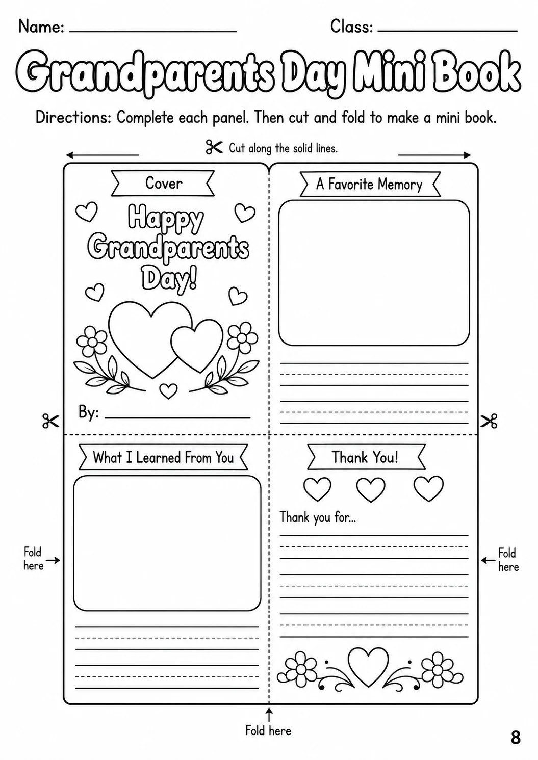 Grandparents Day Craft Worksheet Pack printable cover