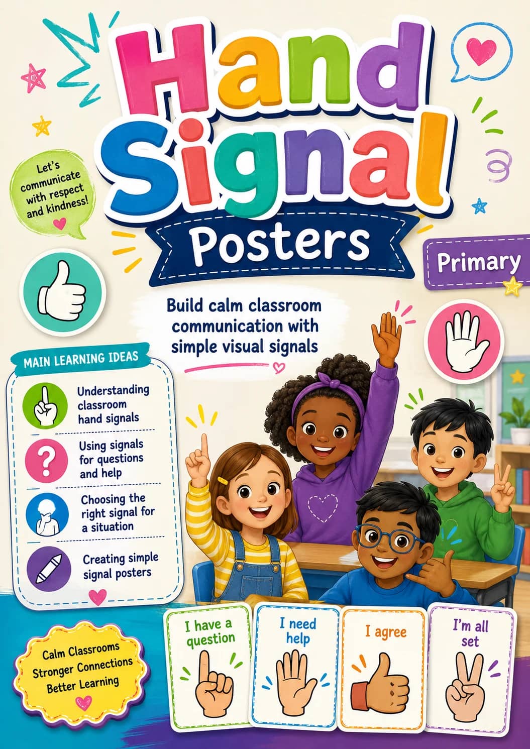Hand Signal Posters Worksheet Pack printable cover