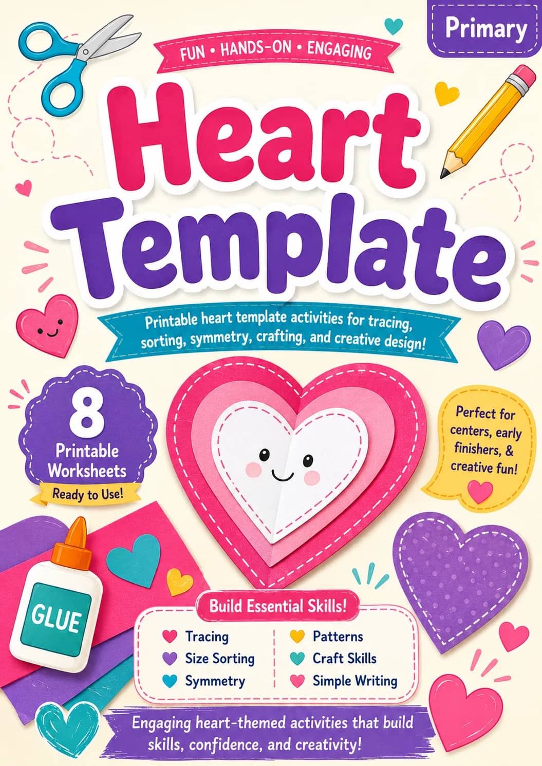 Heart Template Worksheet Pack printable cover