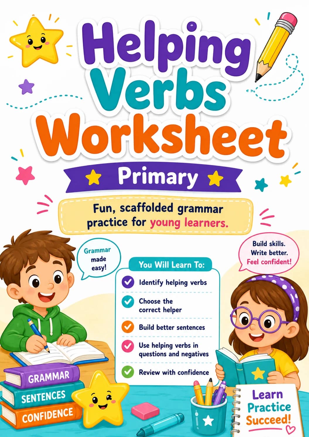 Helping Verbs Worksheet Worksheet Pack printable cover