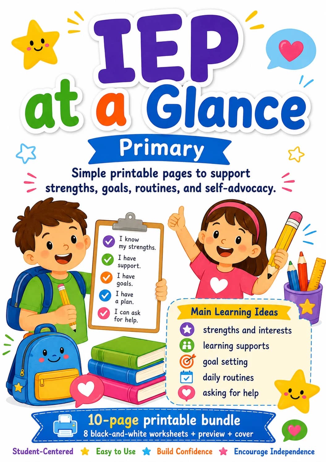 IEP at a Glance Worksheet Pack printable cover