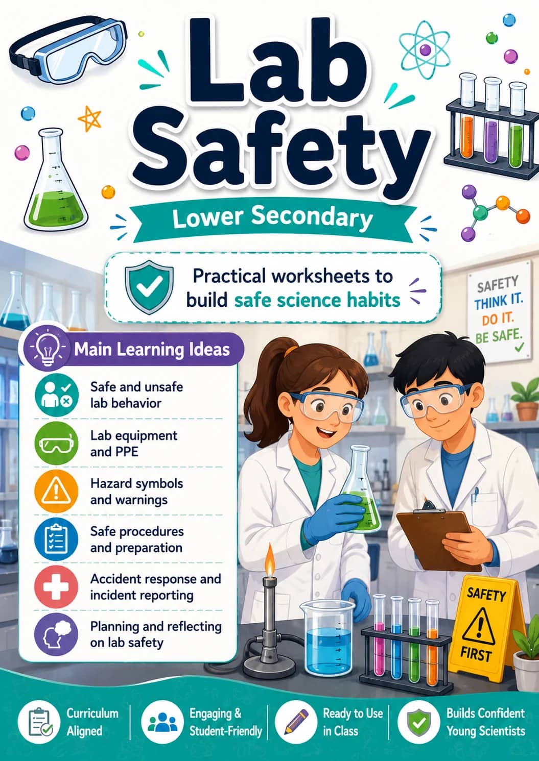 Lab Safety Worksheet Pack printable cover