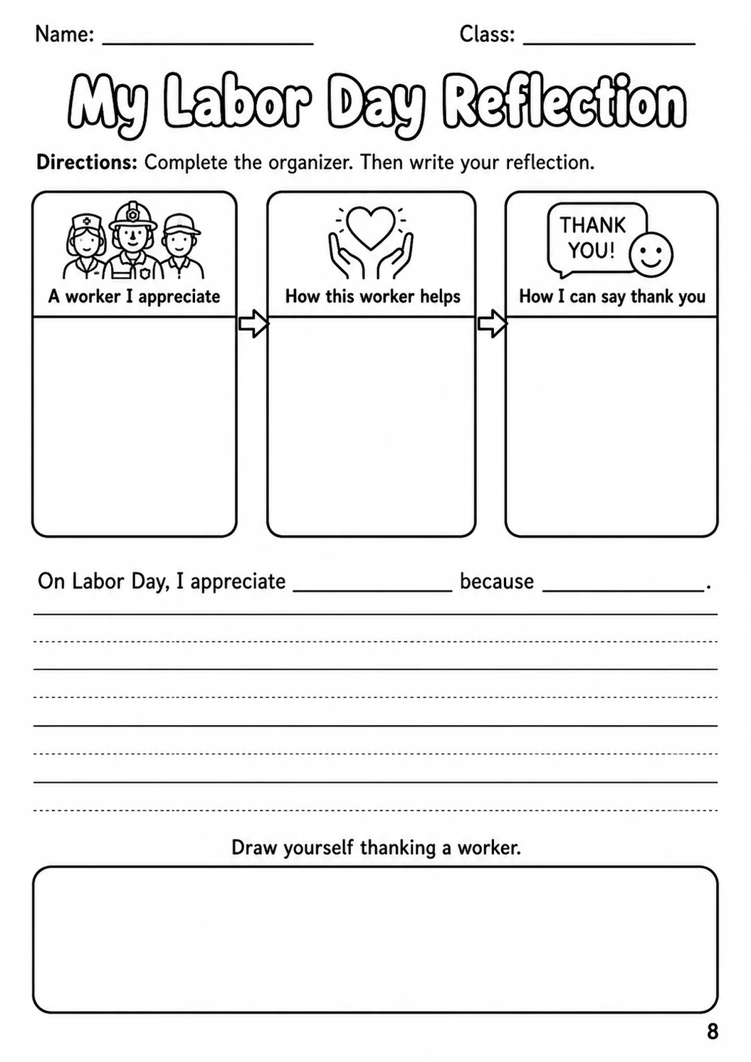 Labor Day Activities Worksheet Pack printable cover