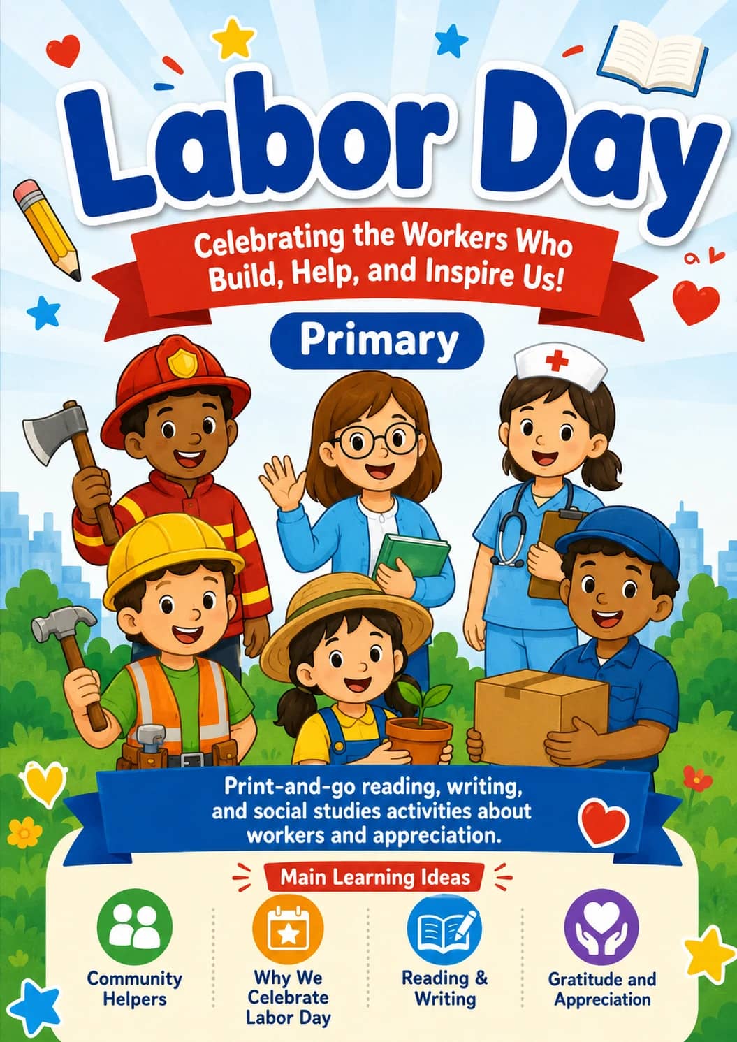 Labor Day Worksheet Pack printable cover