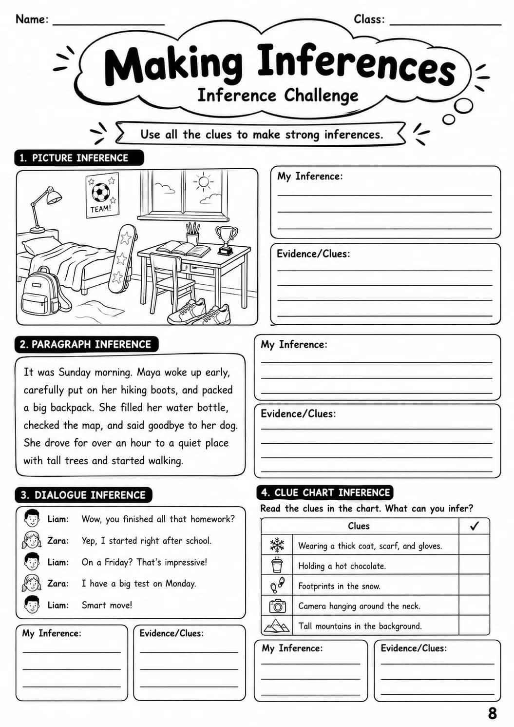 Making Inferences Worksheet Pack printable cover