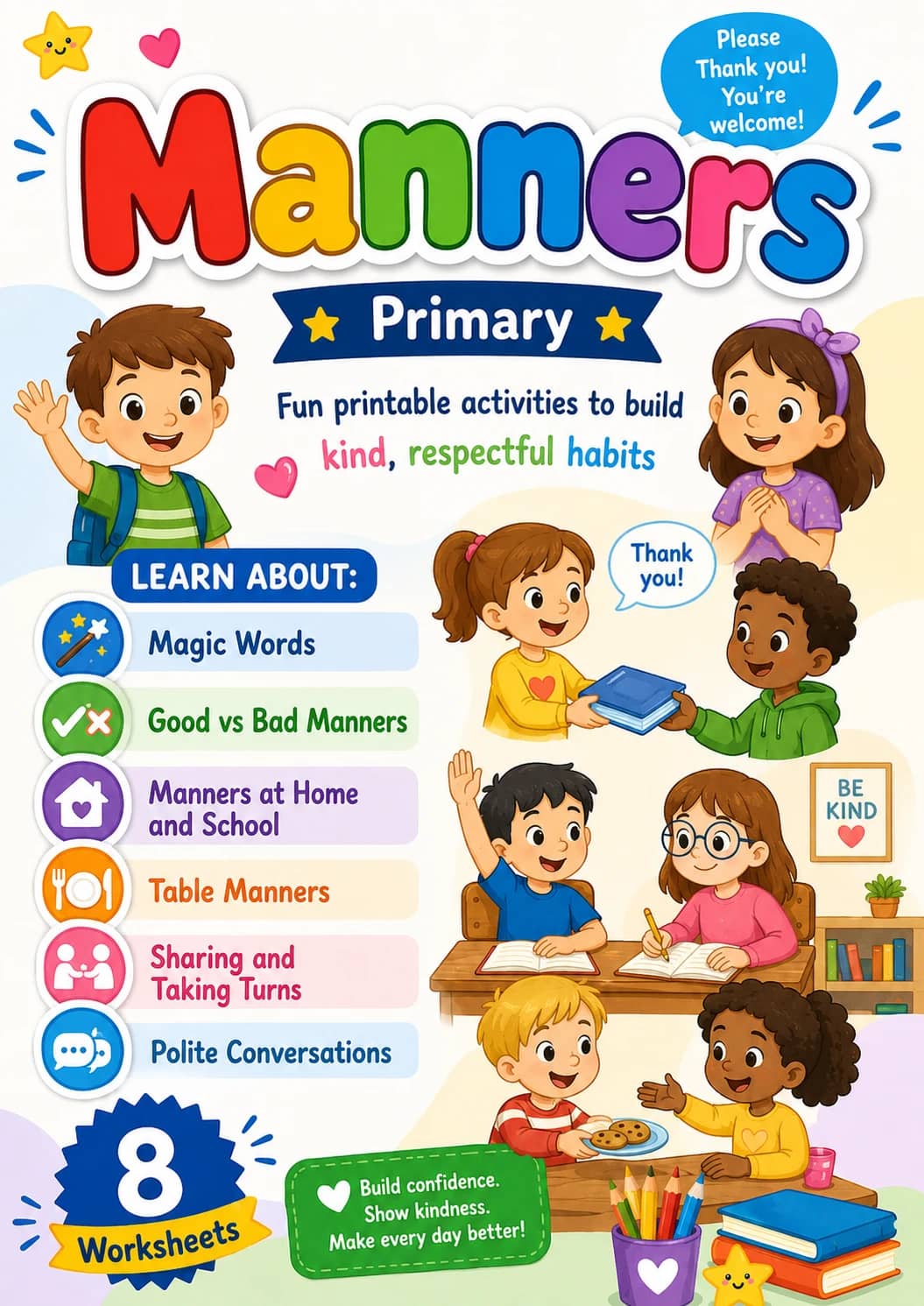 Manners Worksheet Pack printable cover