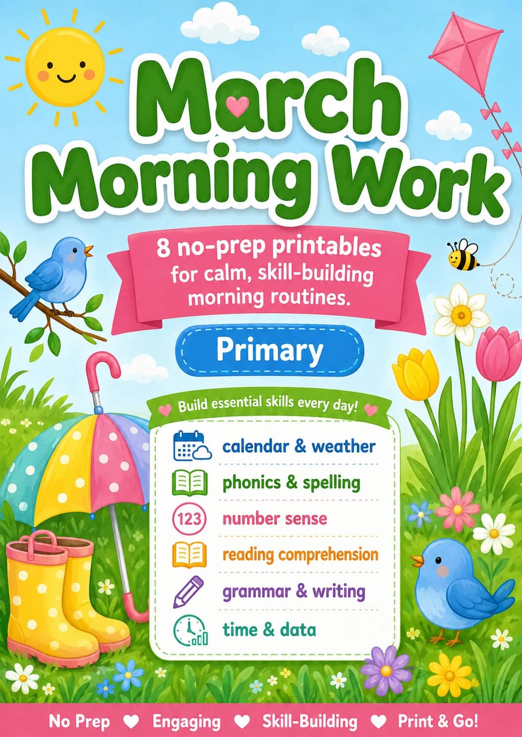 March Morning Work Worksheet Pack printable cover