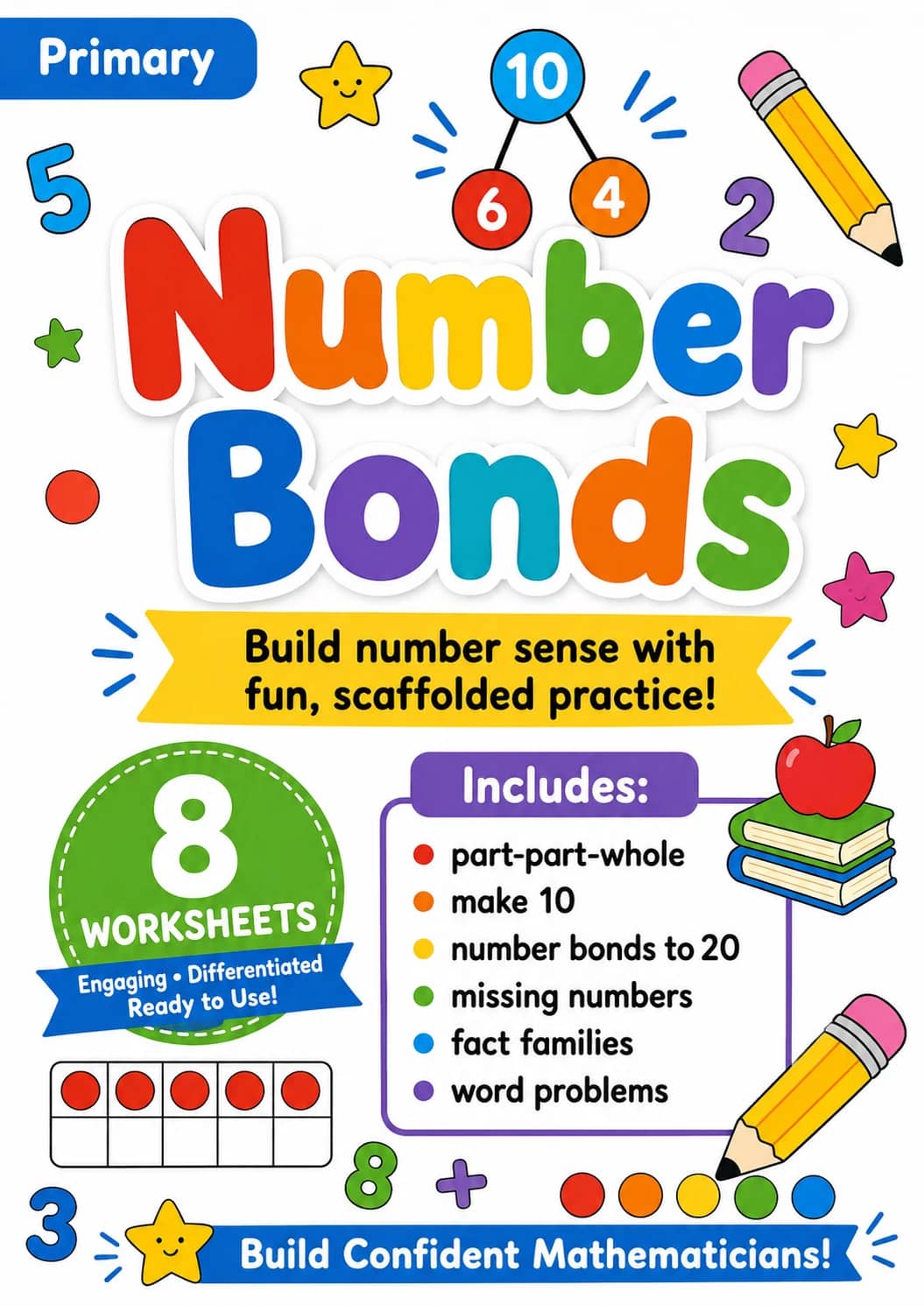 Number Bonds Worksheet Pack printable cover