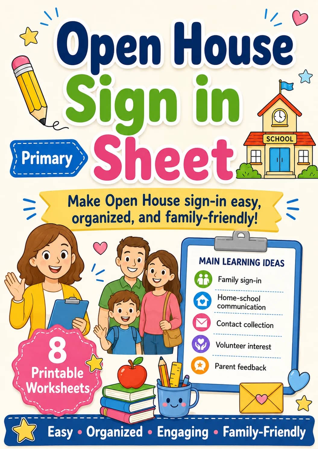 Open House Sign in Sheet Worksheet Pack printable cover