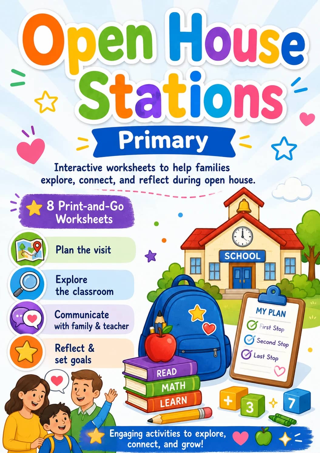 Open House Stations Worksheet Pack printable cover