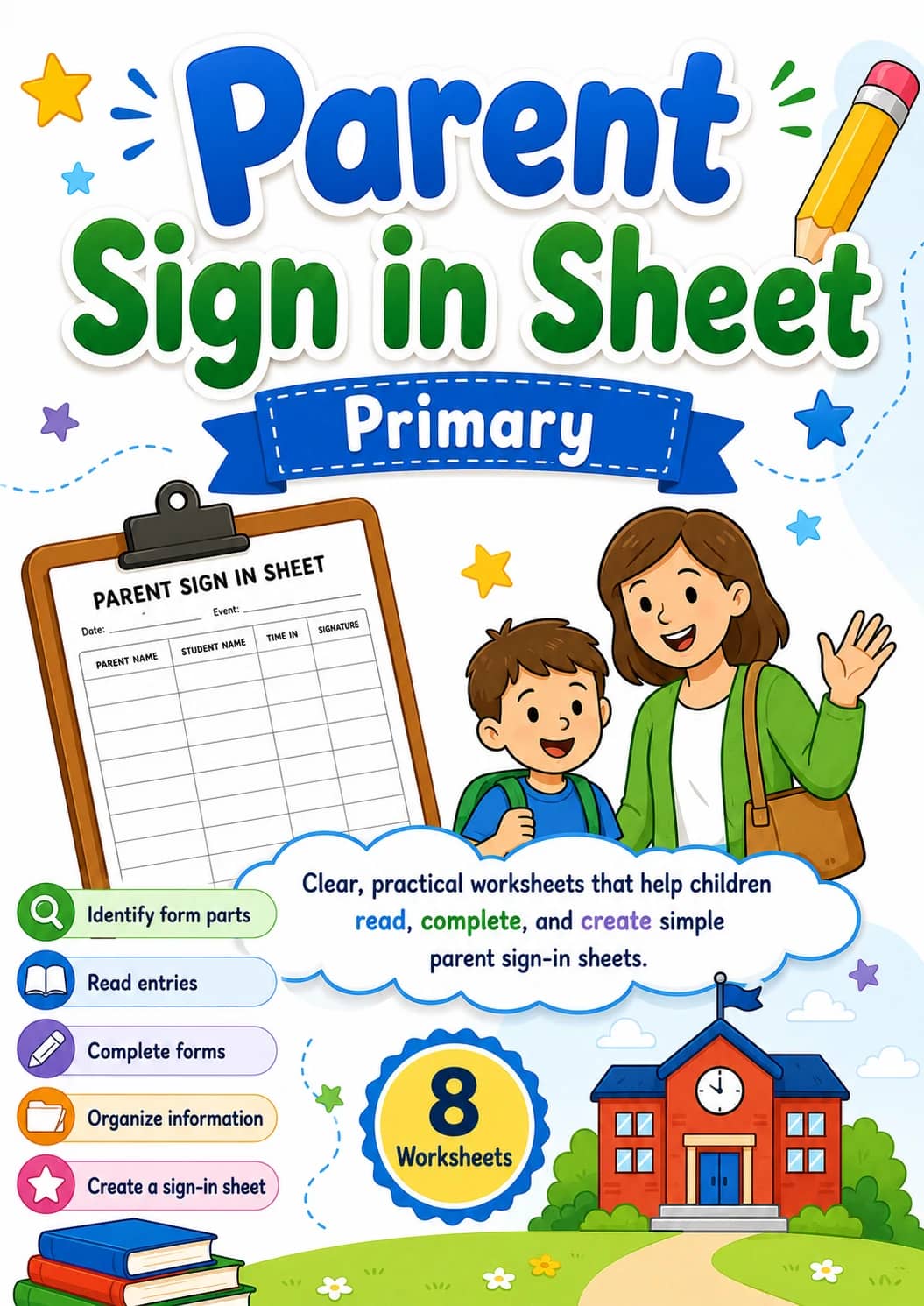 Parent Sign in Sheet Worksheet Pack printable cover
