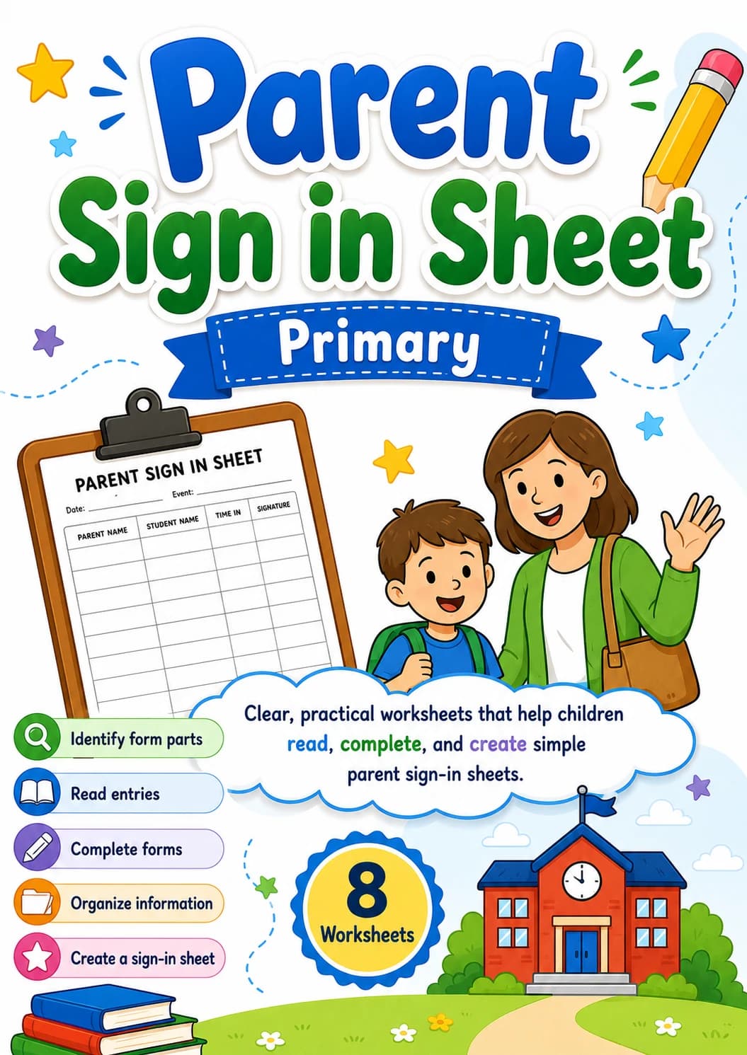 Parent Sign in Sheet Worksheet Pack printable cover