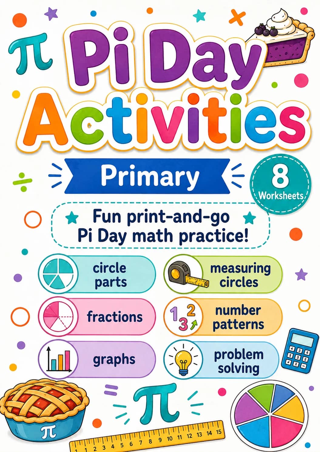 Pi Day Activities Worksheet Pack printable cover