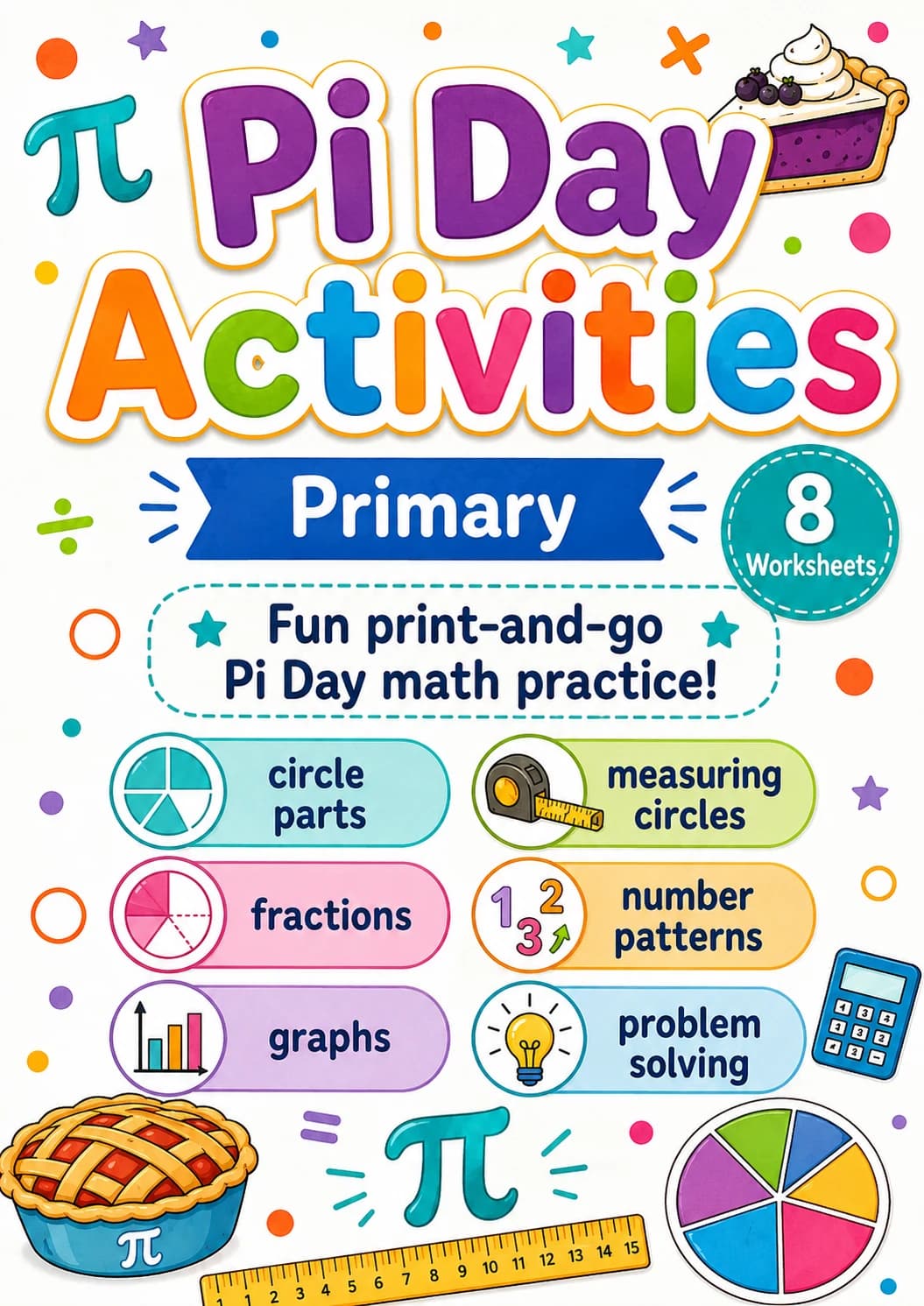 Pi Day Activities Worksheet Pack printable cover