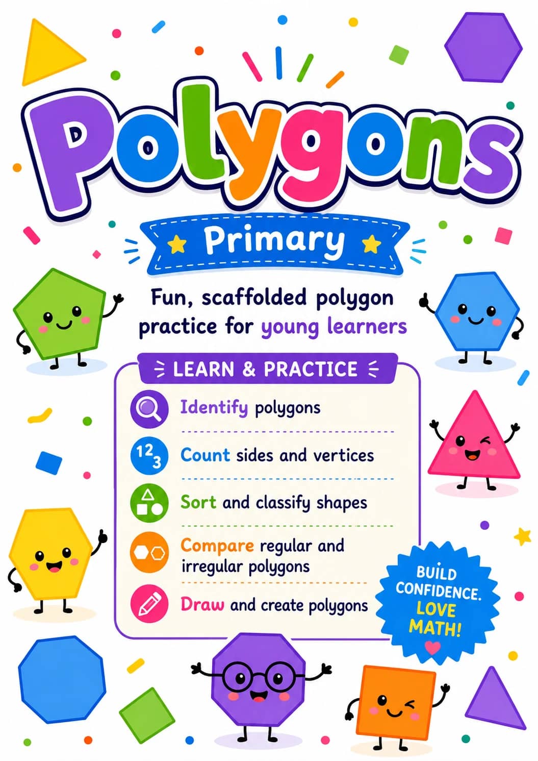 Polygons Worksheet Pack printable cover
