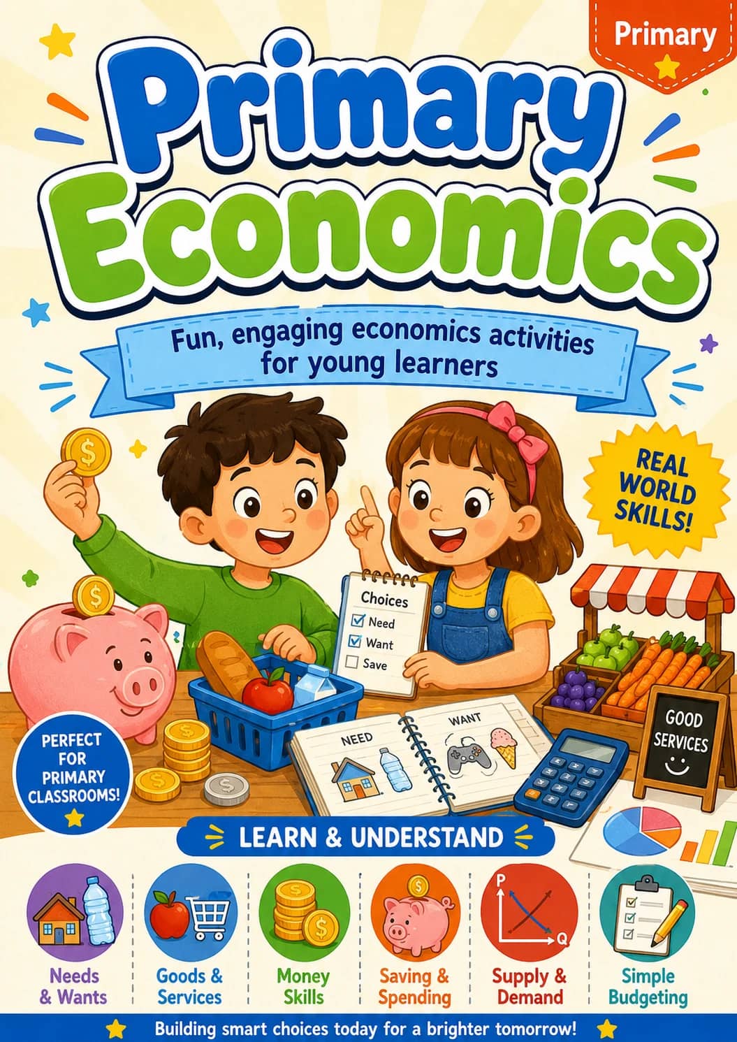 Primary Economics Worksheet Pack printable cover
