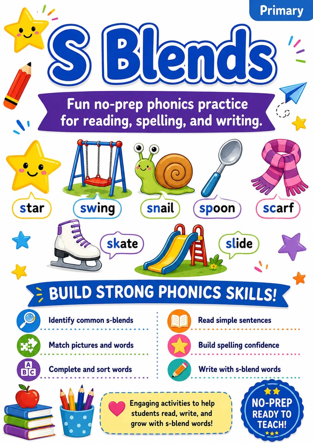 S Blends Worksheet Pack printable cover