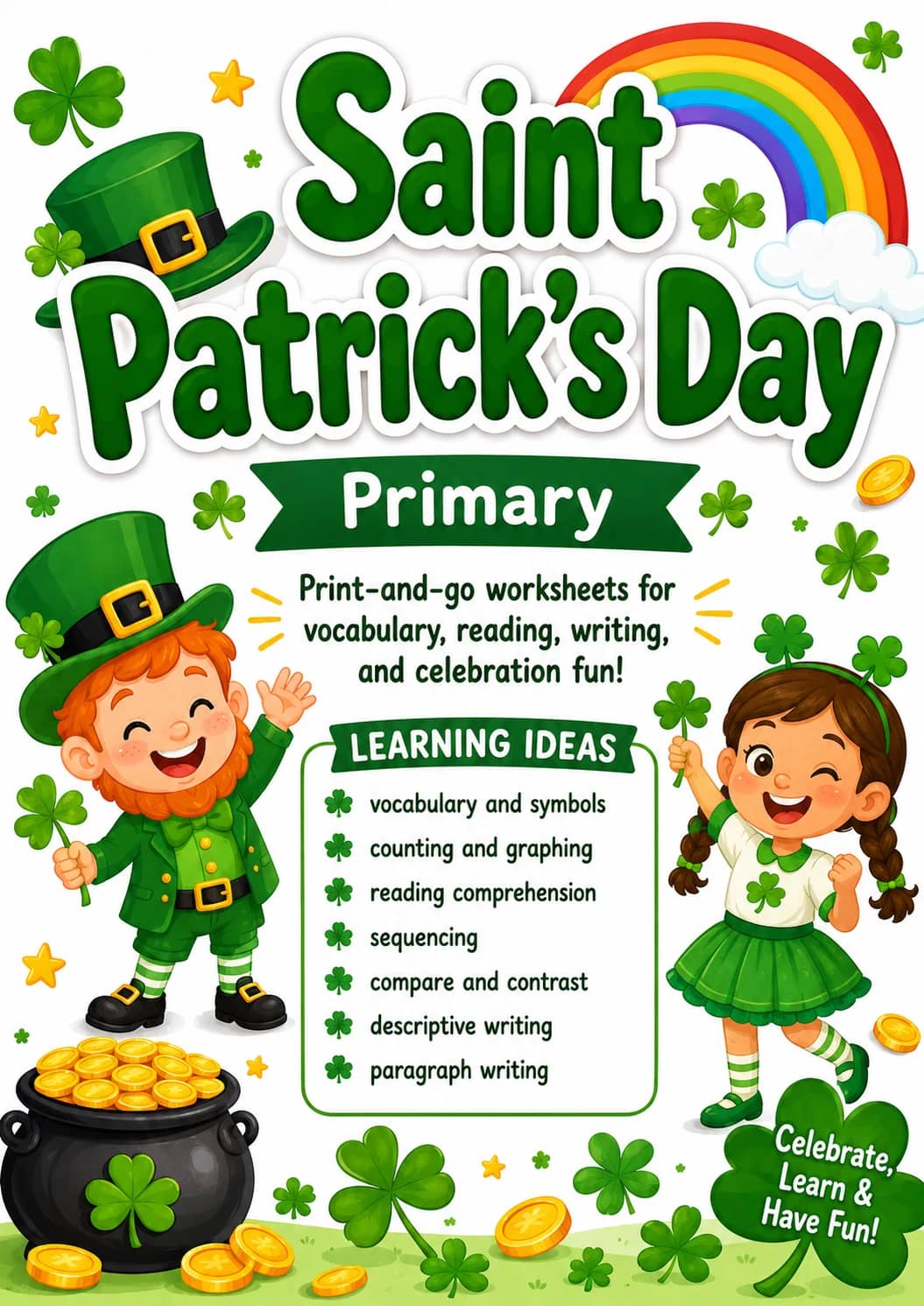 Saint Patrick's Day Worksheet Pack printable cover