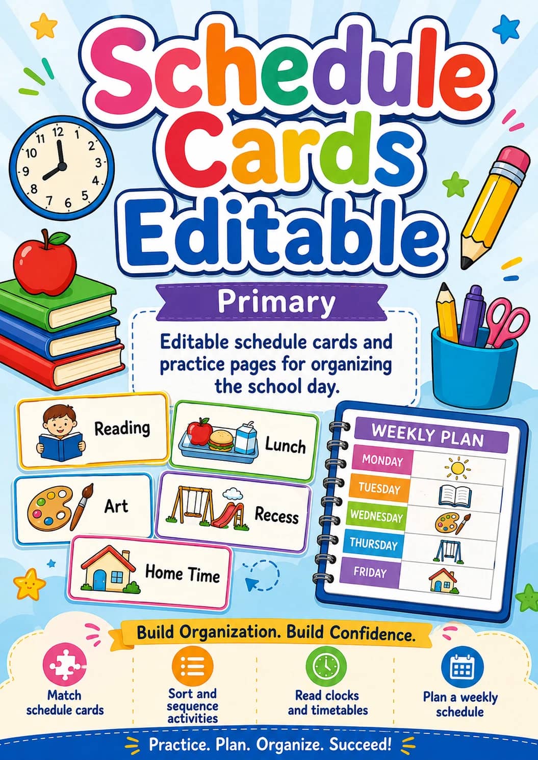 Schedule Cards Editable Worksheet Pack printable cover