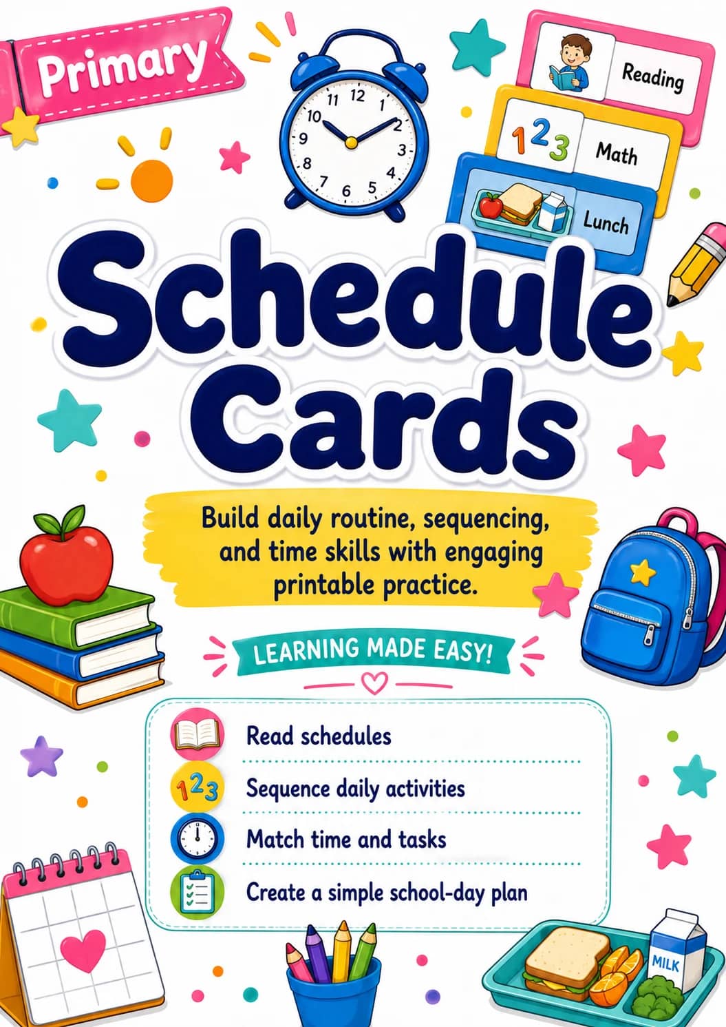 Schedule Cards Worksheet Pack printable cover