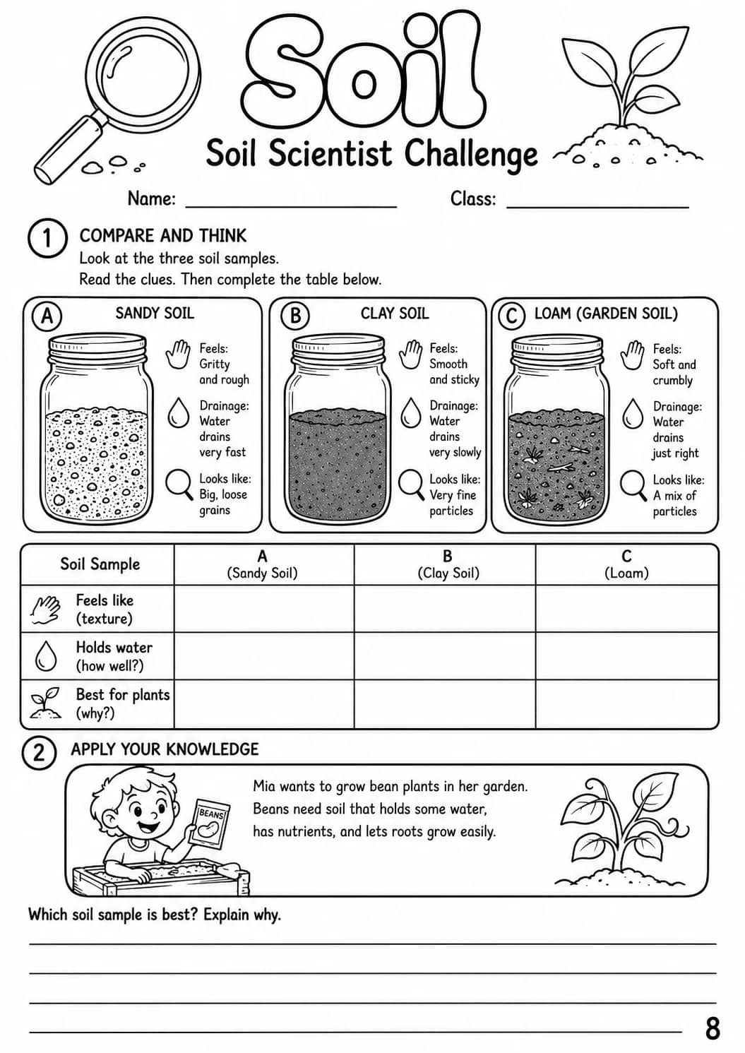 Soil Worksheet Pack printable cover
