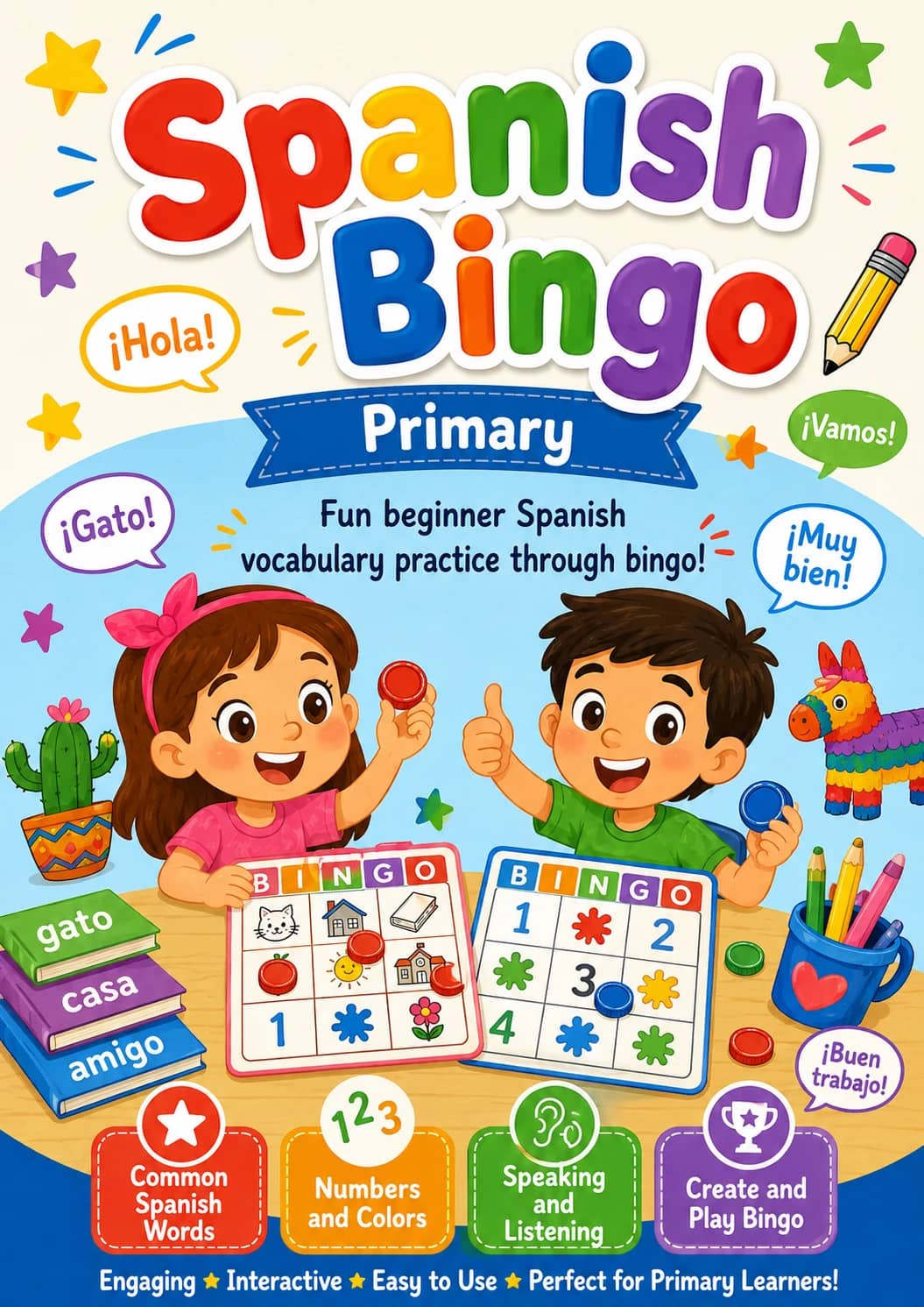 Spanish Bingo Worksheet Pack printable cover