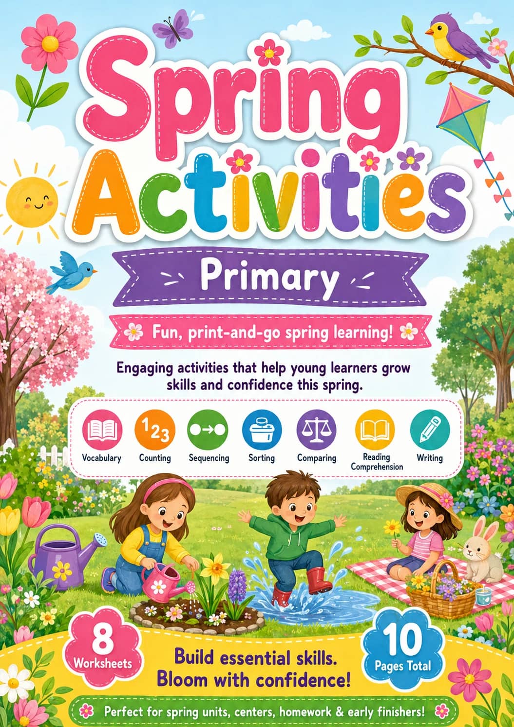 Spring Activities Worksheet Pack printable cover
