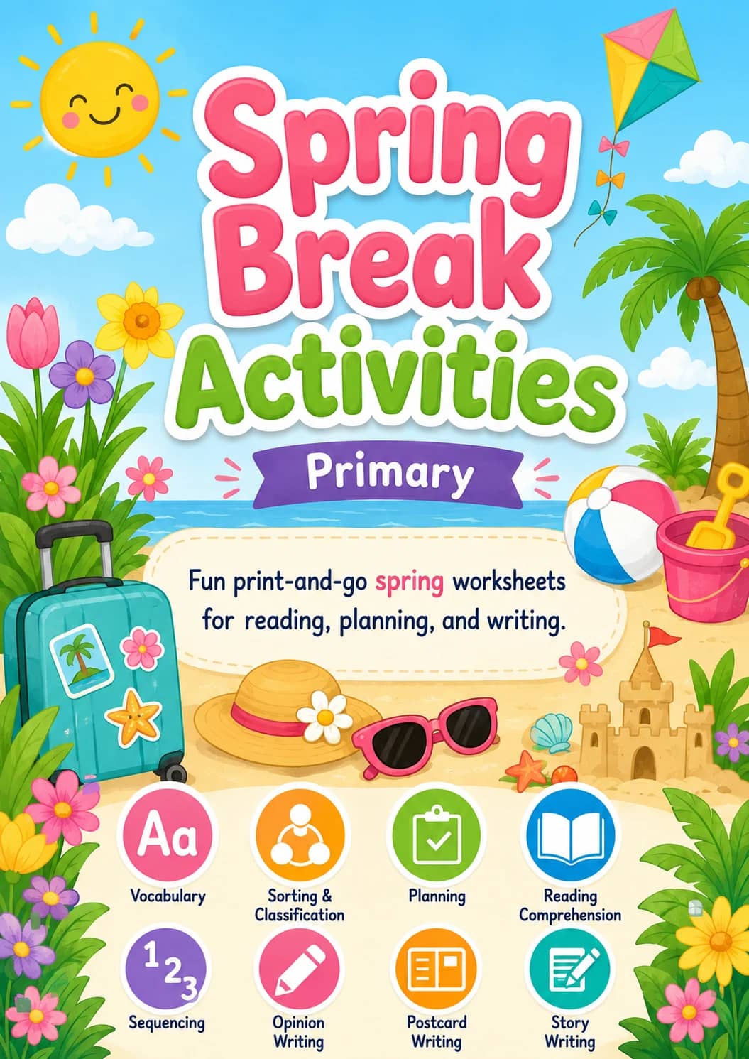 Spring Break Activities Worksheet Pack printable cover