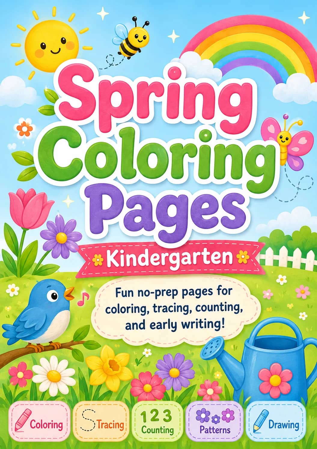 Spring Coloring Pages Worksheet Pack printable cover